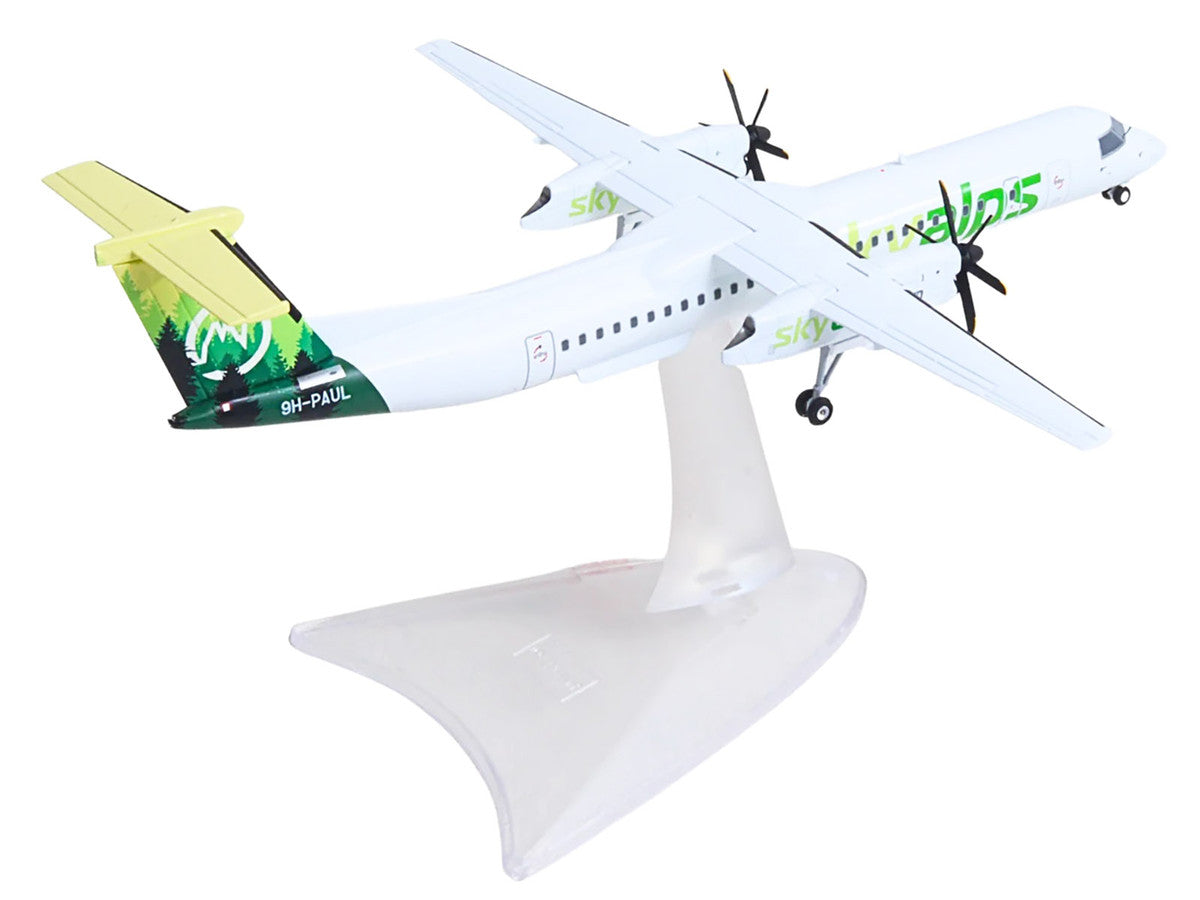 Bombardier Q400 Commercial Aircraft "Sky Alps" (9H-PAUL) White with Green Tail Graphics 1/200 Diecast Model by Herpa LuxuryLifeWay Online Store