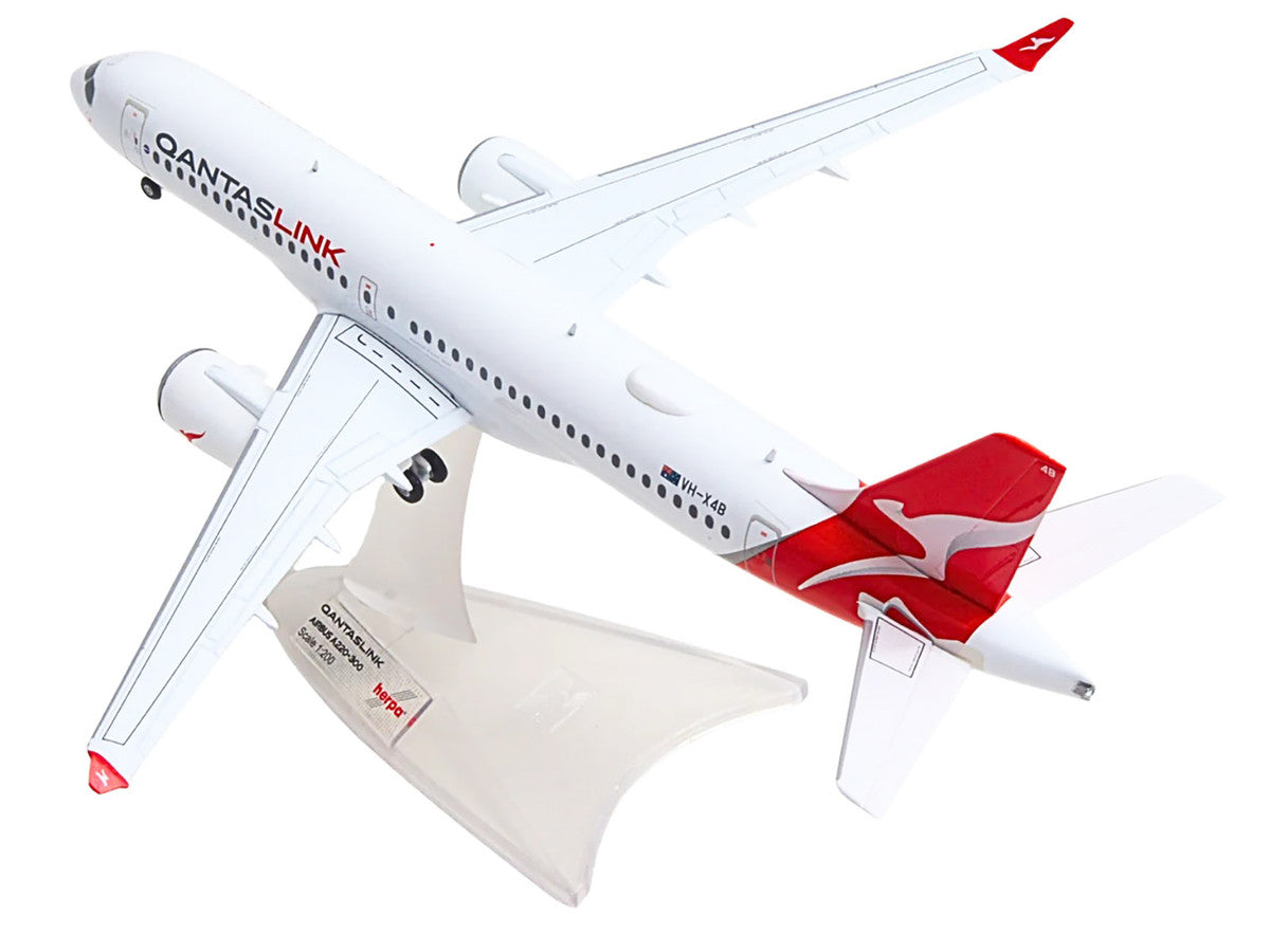 Airbus A220-300 Commercial Aircraft "QantasLink" (VH-X4B) White with Red Tail 1/200 Diecast Model by Herpa LuxuryLifeWay Online Store