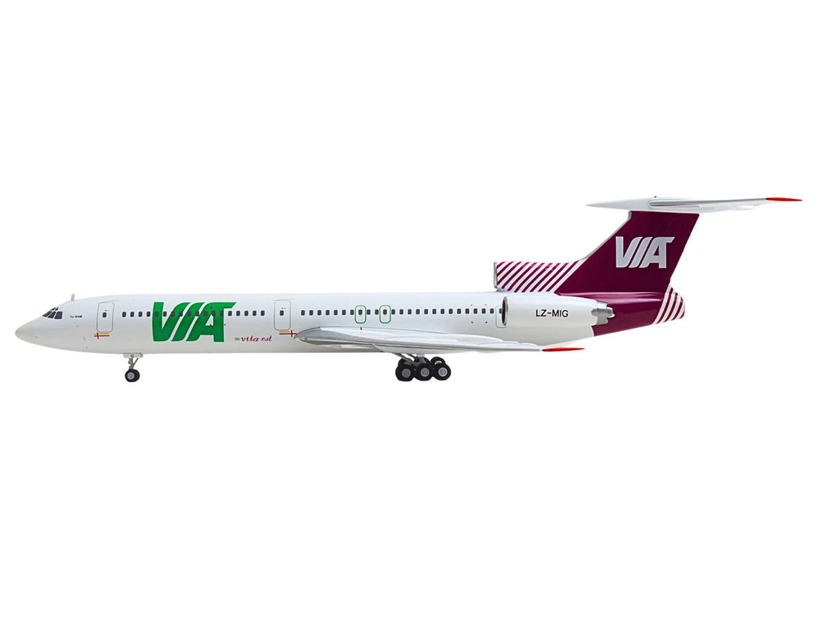 Tupolev TU-154M Commercial Aircraft "Air Via" (LZ-MIG) White with Red Tail 1/200 Diecast Model by Herpa LuxuryLifeWay Online Store