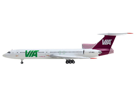 Tupolev TU-154M Commercial Aircraft "Air Via" (LZ-MIG) White with Red Tail 1/200 Diecast Model by Herpa LuxuryLifeWay Online Store