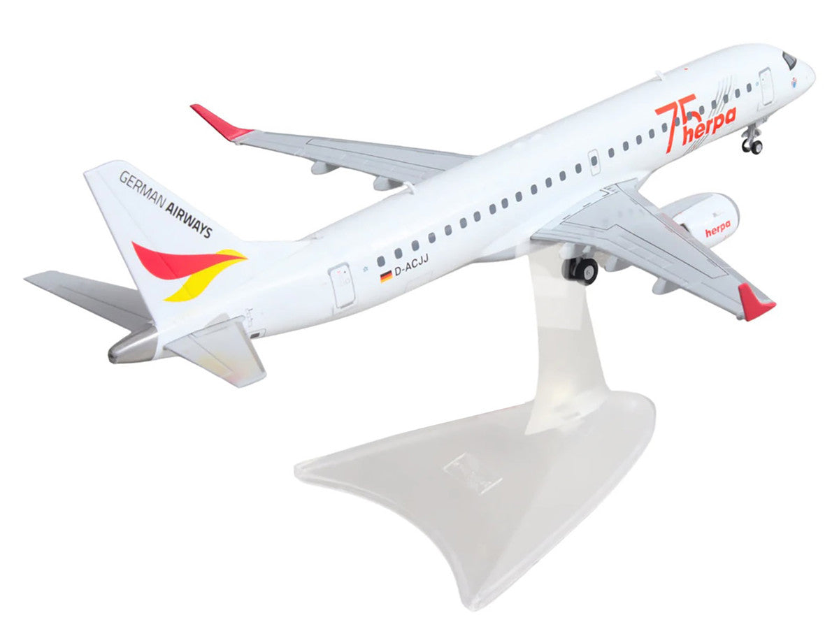 Embraer E190 Commercial Aircraft "German Airways - Herpa 75 Years" (D-ACJJ) White with Graphics 1/200 Diecast Model by Herpa LuxuryLifeWay Online Store