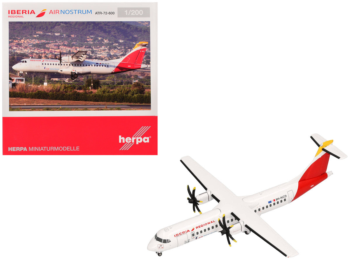ATR 72-600 Commercial Aircraft "Iberia Regional" (9H-NCD) White with Red Tail 1/200 Diecast Model Airplane by Herpa LuxuryLifeWay Online Store