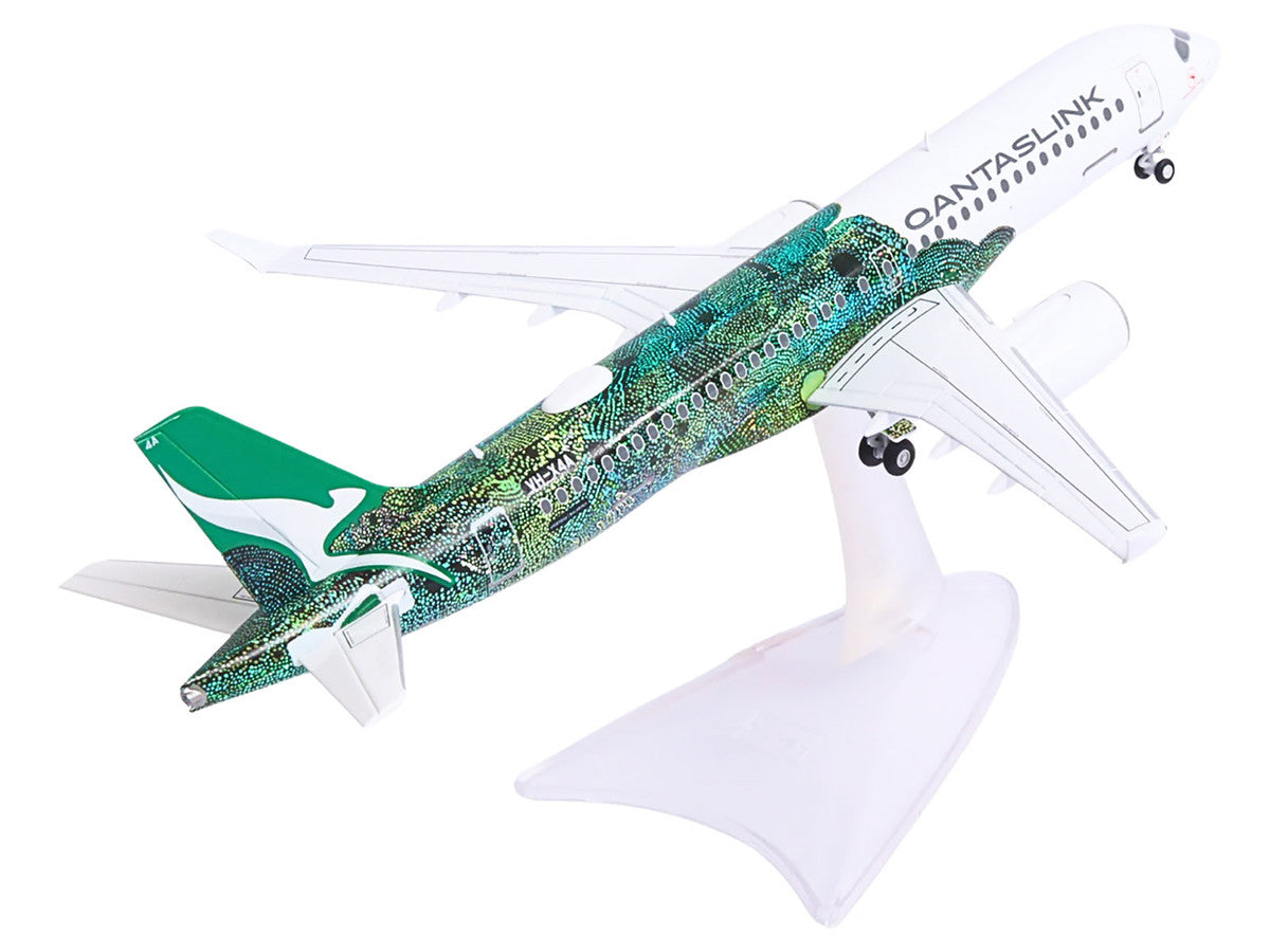 Airbus A220-300 Commercial Aircraft "QantasLink Flying Art Series - Minyma Kutjara Tjukurpa" (VH-X4A) White with Green Graphics 1/200 Diecast Model by Herpa LuxuryLifeWay Online Store