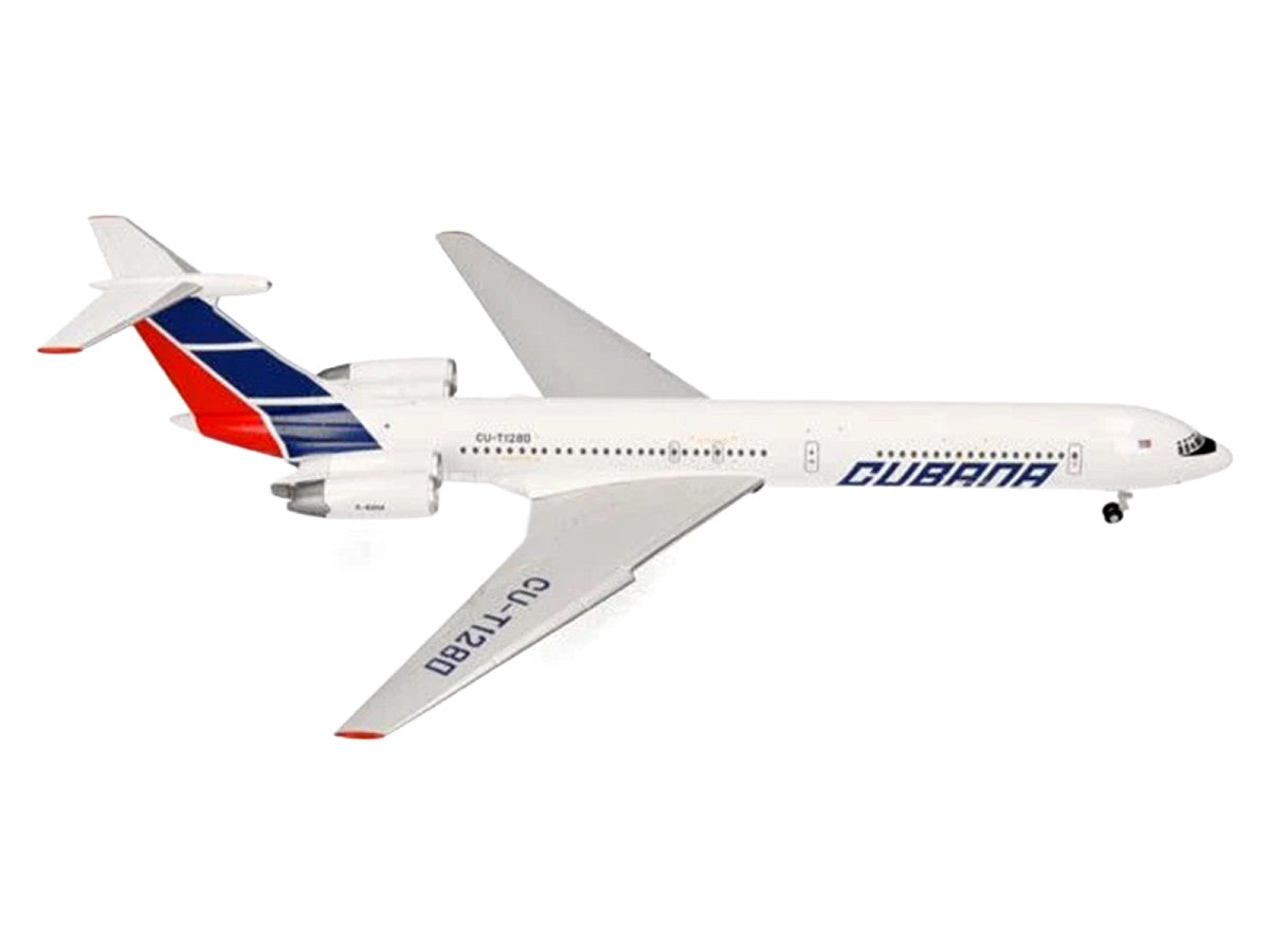 Ilyushin IL-62M Commercial Aircraft "Cubana de Aviacion" (T1280) White with Blue and Red Tail 1/200 Diecast Model Airplane by Herpa