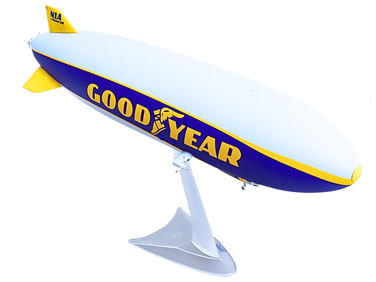 Zeppelin NT Aircraft "Goodyear Blimp - Wingfoot One" (N1A) Gray and Blue with Yellow Stripes 1/200 Diecast Model by Herpa LuxuryLifeWay Online Store