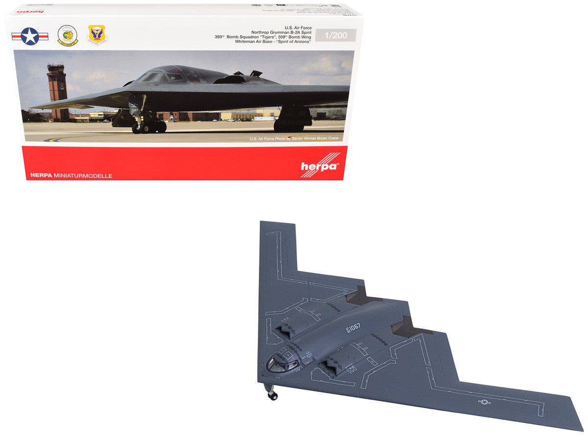 Northrop Grumman B-2A Spirit Stealth Bomber Aircraft "Spirit of Arizona 393rd Bomb Squadron 'Tigers' 509th Bomb Wing Whiteman Air Force Base" United States Air Force 1/200 Diecast Model by Herpa LuxuryLifeWay Online Store