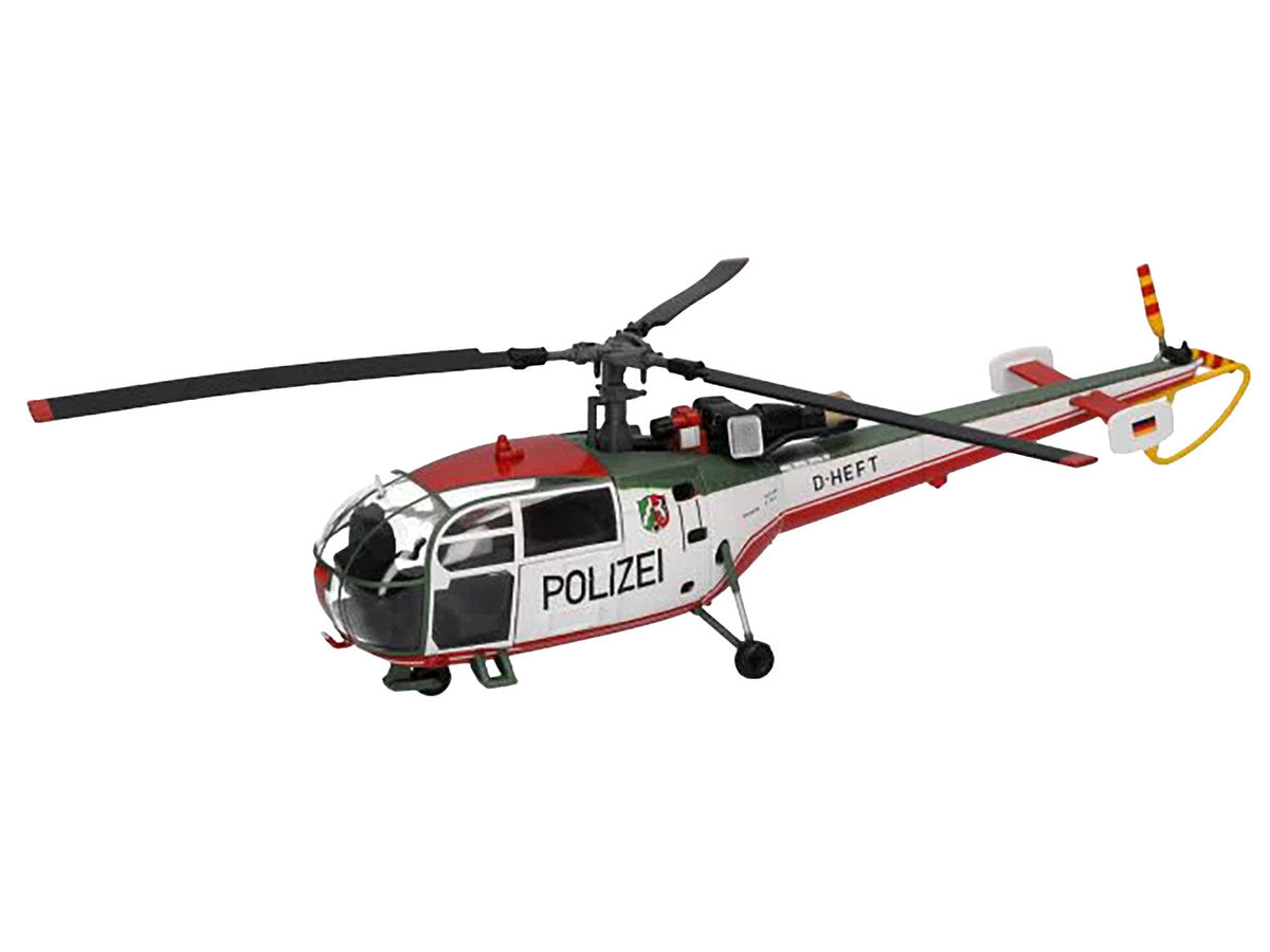 Aerospatiale Alouette III Helicopter "Polizeifliegerstaffel Nordrhein-Westfalen (Police Aviation Squadron North Rhine-Westphalia)" (D-HEFT) White with Red and Green Stripes 1/72 Diecast Model by Herpa LuxuryLifeWay Online Store