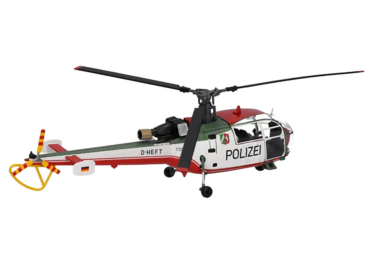 Aerospatiale Alouette III Helicopter "Polizeifliegerstaffel Nordrhein-Westfalen (Police Aviation Squadron North Rhine-Westphalia)" (D-HEFT) White with Red and Green Stripes 1/72 Diecast Model by Herpa LuxuryLifeWay Online Store