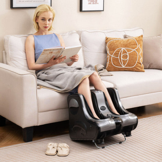 Costway Foot & Calf Massager with Heat Vibration Deep Kneading Shiatsu Foot Massage Machine Grey LuxuryLifeWay Online Store