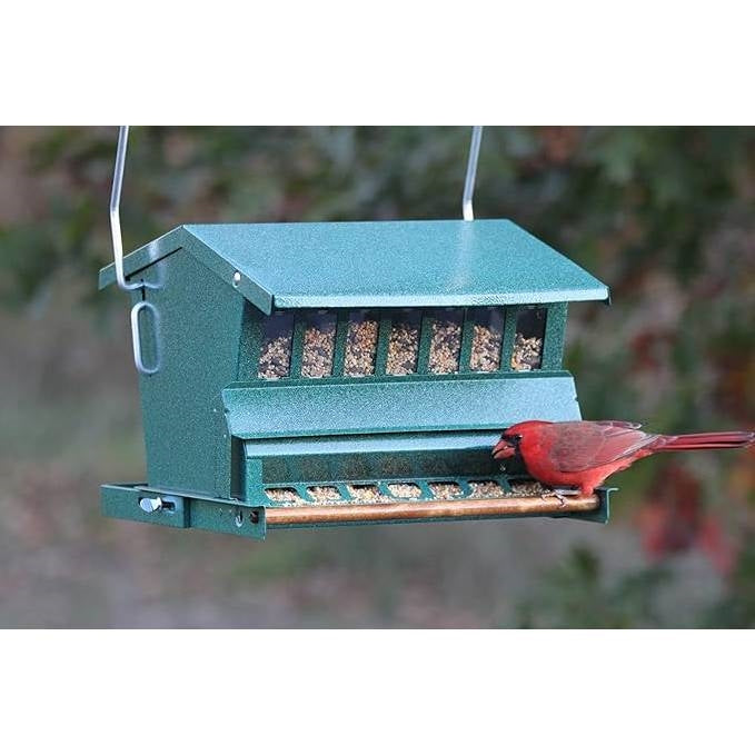 Rugged Green Metal Squirrel-Proof Bird Feeder with Easy-Refill Top LuxuryLifeWay Online Store