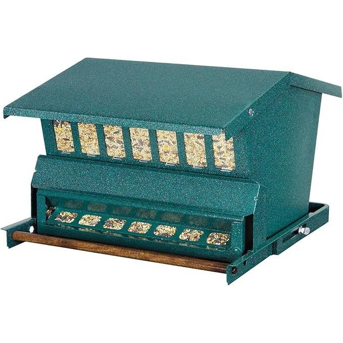 Rugged Green Metal Squirrel-Proof Bird Feeder with Easy-Refill Top LuxuryLifeWay Online Store