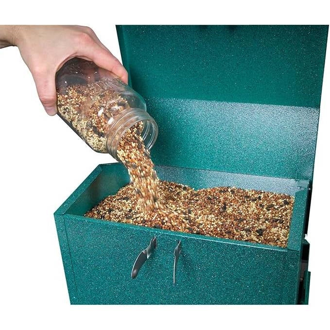 Rugged Green Metal Squirrel-Proof Bird Feeder with Easy-Refill Top LuxuryLifeWay Online Store