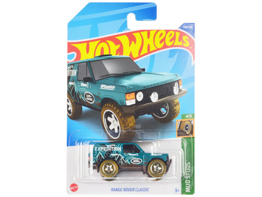 Land Rover Range Rover Classic Teal with White Graphics "Hot Wheels Expedition" "Mud Studs" Series Diecast Model Car by Hot Wheels LuxuryLifeWay Online Store