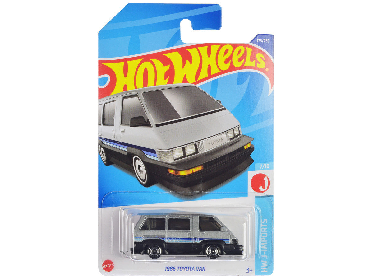1986 Toyota Van Silver Metallic and Black with Stripes "HW J-Imports" Series Diecast Model Car by Hot Wheels LuxuryLifeWay Online Store