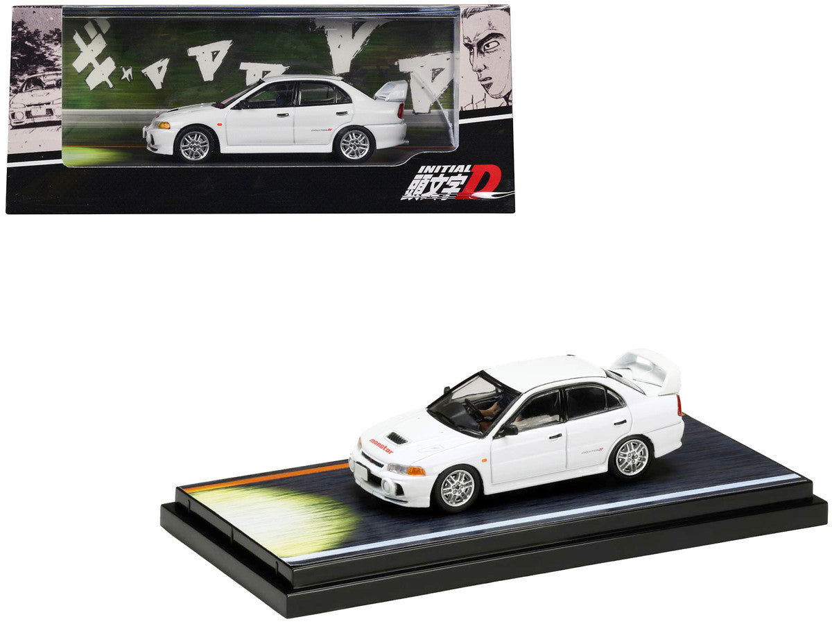 Mitsubishi Lancer RS Evolution IV RHD (Right Hand Drive) White "Monstar" with Seiji Iwaki Driver Figure "Initial D" (1995-2013) Manga 1/64 Diecast Model Car by Hobby Japan LuxuryLifeWay Online Store