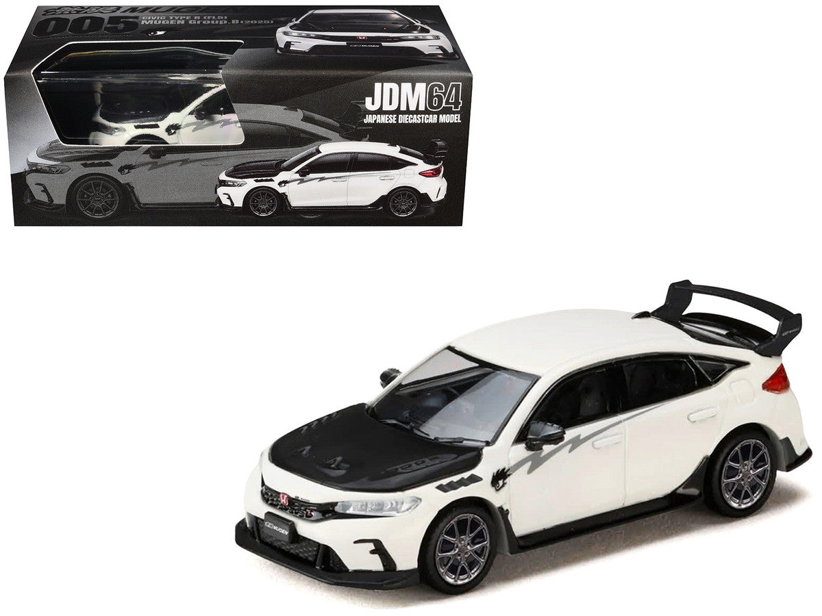 Honda Civic Type R (FL5) RHD (Right Hand Drive) Championship White with Carbon Hood "MUGEN Group B" (2025) "JDM64" Series by Hobby Japan LuxuryLifeWay Online Store