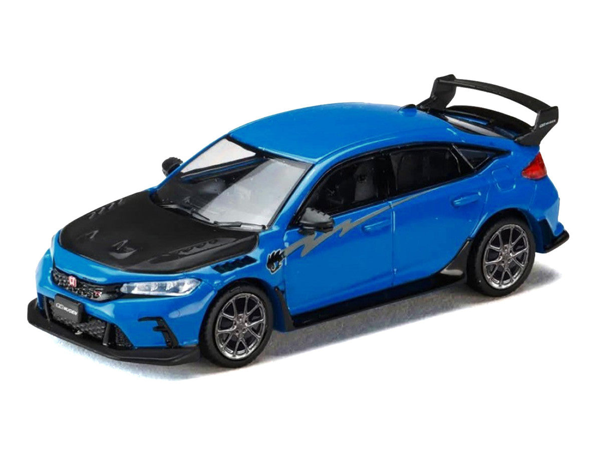 Honda Civic Type R (FL5) RHD (Right Hand Drive) Racing Blue Pearl with Carbon Hood "MUGEN Group B" (2025) "JDM64" Series 1/64 Diecast Model Car by Hobby Japan LuxuryLifeWay Online Store