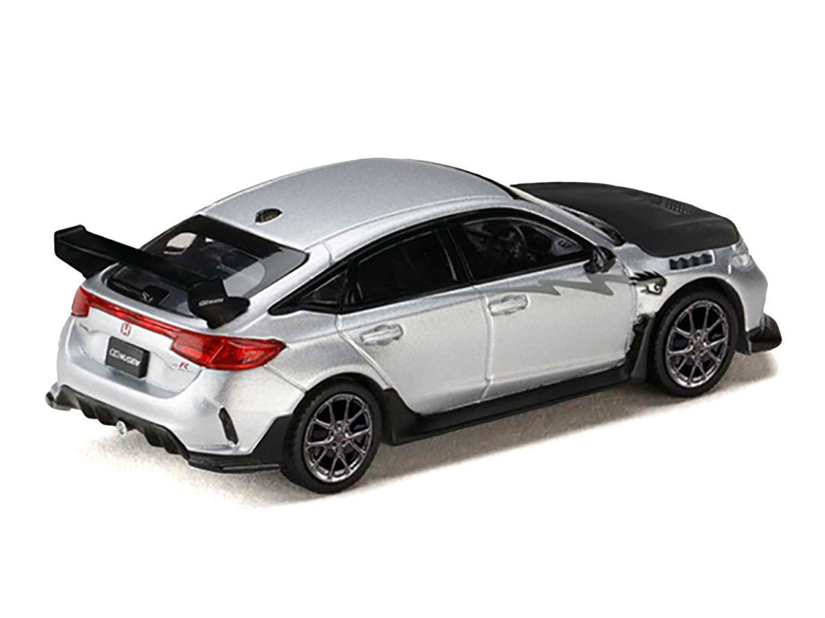 Honda Civic Type R (FL5) RHD (Right Hand Drive) Matt Silver Metallic with Carbon Hood "MUGEN Group B" (2025) "JDM64" Series 1/64 Diecast Model Car by Hobby Japan LuxuryLifeWay Online Store