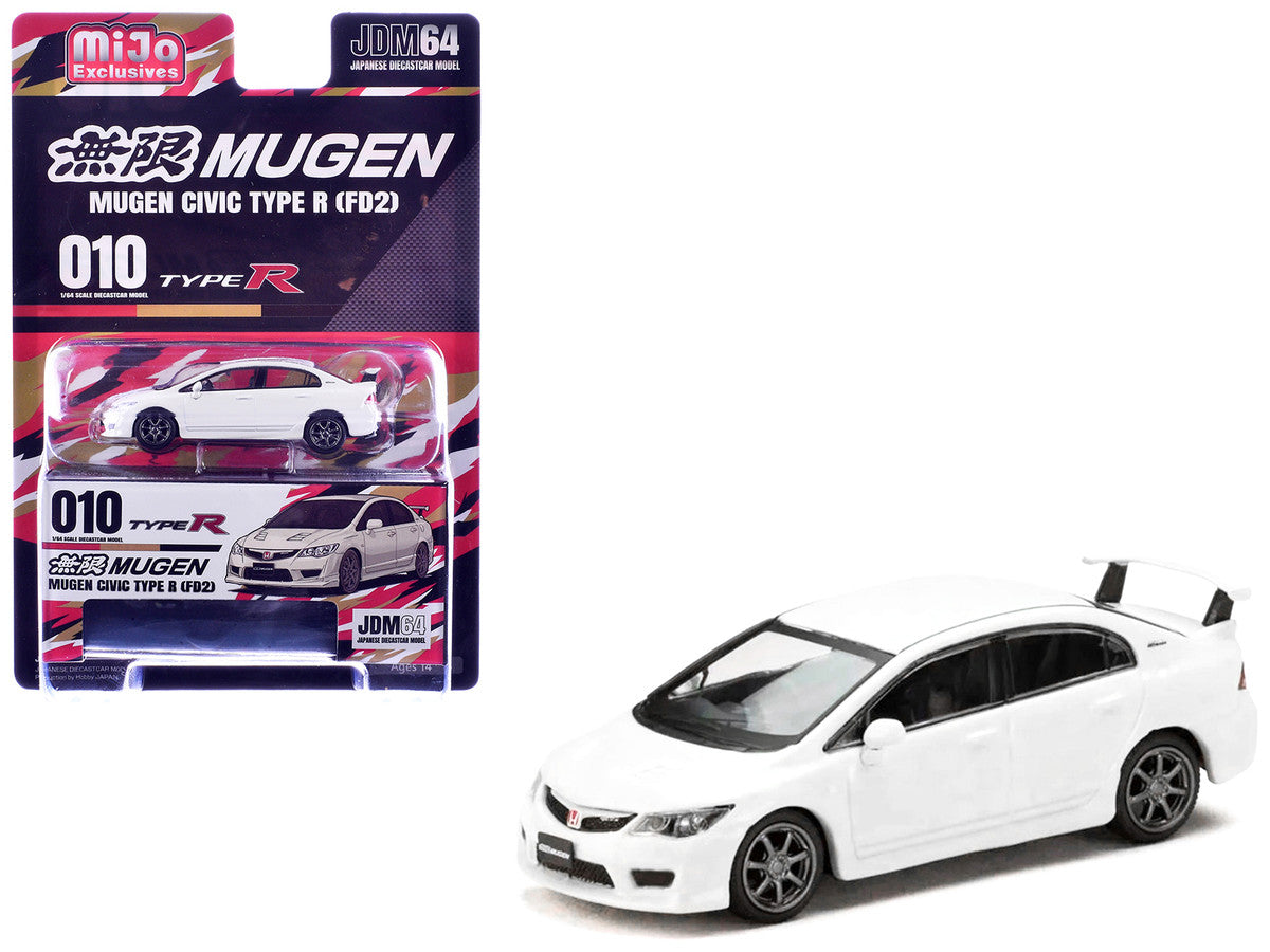 Honda Mugen Civic Type R (FD2) RHD (Right Hand Drive) Championship White "JDM64" Series 1/64 Diecast Model Car by Hobby Japan LuxuryLifeWay Online Store