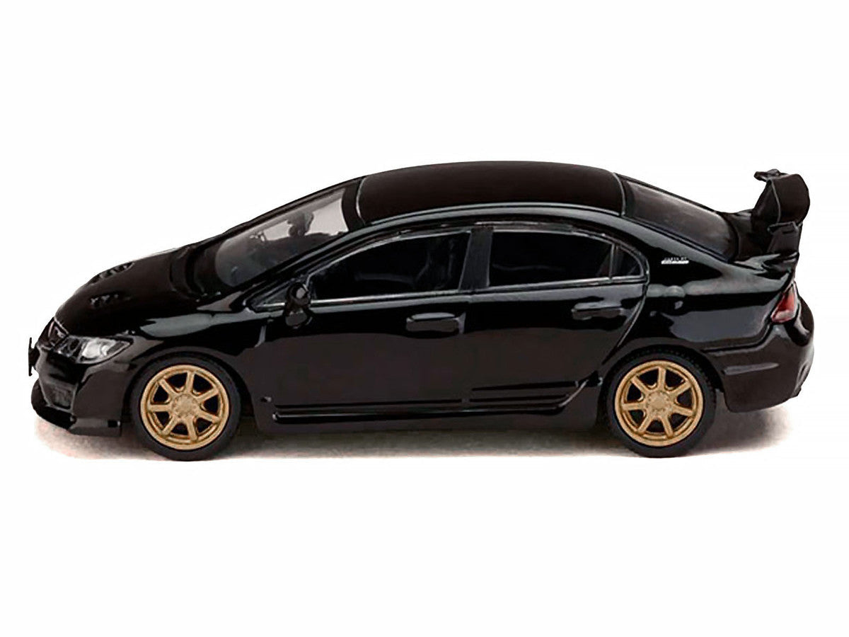 Honda Mugen Civic Type R (FD2) RHD (Right Hand Drive) Crystal Black Pearl with Gold Wheels "JDM64" Series 1/64 Diecast Model Car by Hobby Japan LuxuryLifeWay Online Store