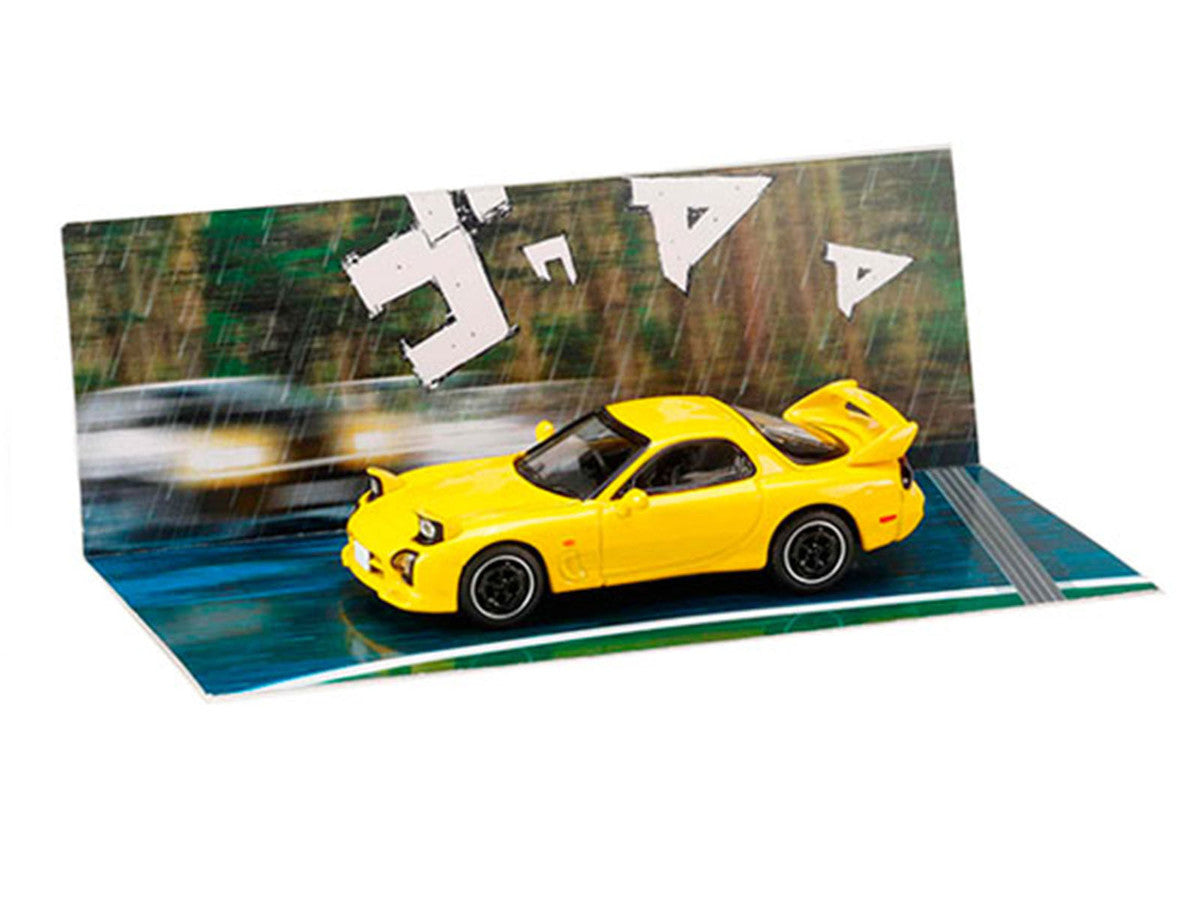 Mazda RX-7 (FD3S) RHD (Right Hand Drive) Yellow "Initial D" (1995-2013) Manga "Diorama Set Series" 1/64 Diecast Model Car by Hobby Japan LuxuryLifeWay Online Store