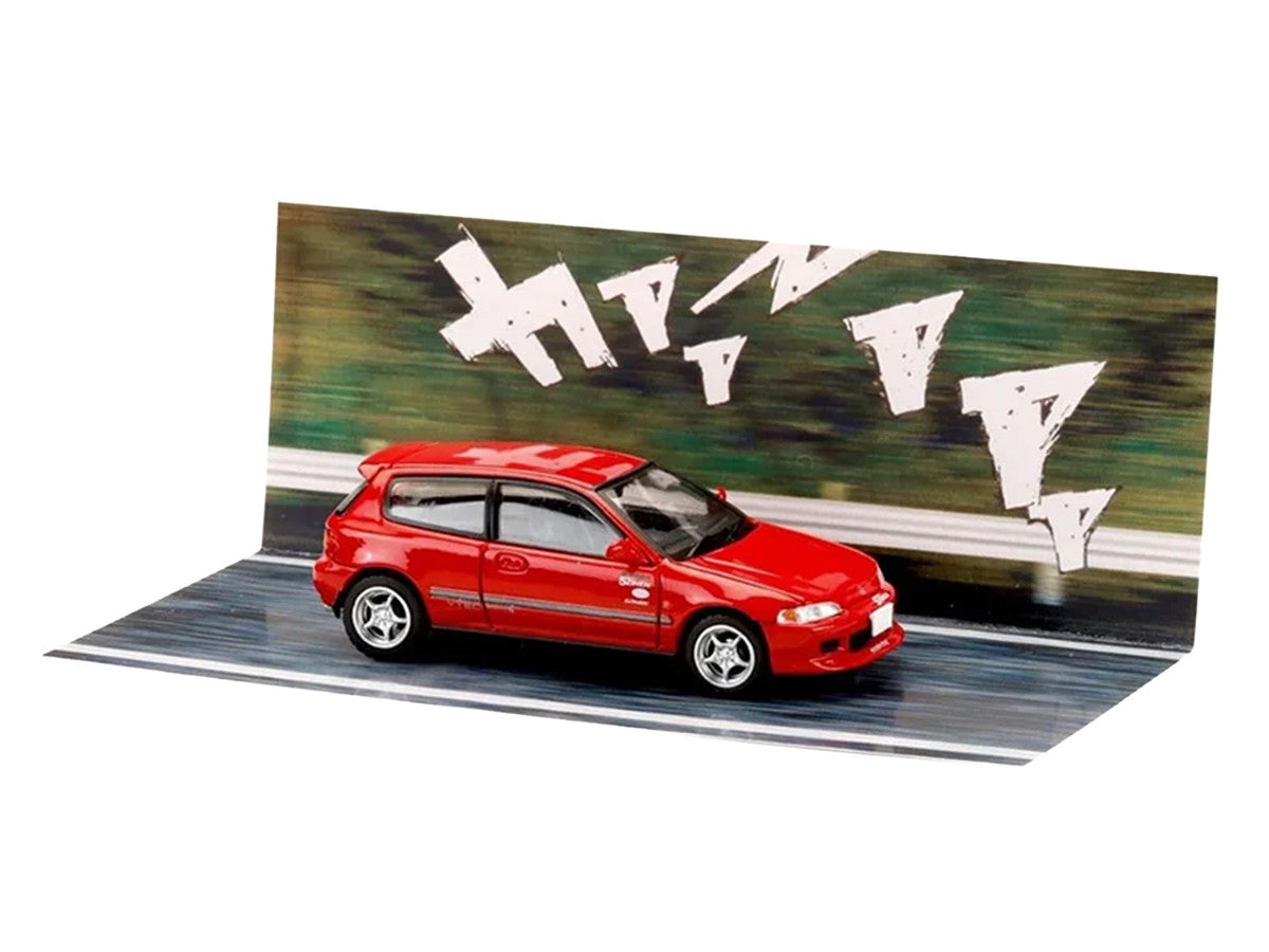 Honda Civic (EG6) RHD (Right Hand Drive) "Myogi Night Kids" Red "Initial D" (1995-2013) Manga "Diorama Set Series" 1/64 Diecast Model car by Hobby Japan LuxuryLifeWay Online Store