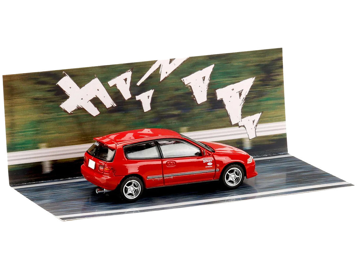 Honda Civic (EG6) RHD (Right Hand Drive) "Myogi Night Kids" Red "Initial D" (1995-2013) Manga "Diorama Set Series" 1/64 Diecast Model car by Hobby Japan LuxuryLifeWay Online Store