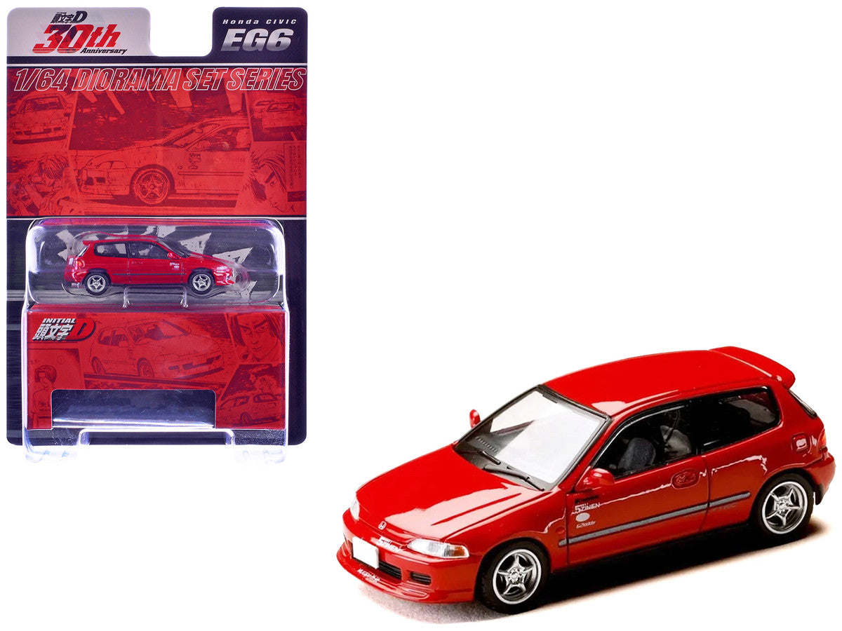 Honda Civic (EG6) RHD (Right Hand Drive) "Myogi Night Kids" Red "Initial D" (1995-2013) Manga "Diorama Set Series" 1/64 Diecast Model car by Hobby Japan LuxuryLifeWay Online Store