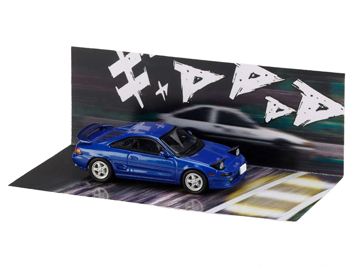 Toyota MR2 (SW20) RHD (Right Hand Drive) Blue Metallic "Kai Kogashiwa VS Takumi Fujiwara - Initial D" (1995-2013) Manga "Diorama Set Series" 1/64 Diecast Model Car by Hobby Japan LuxuryLifeWay Online Store