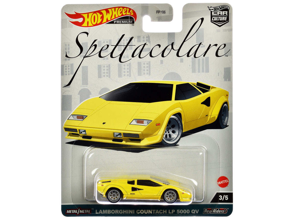 Lamborghini Countach LP 5000 QV Yellow "Spettacolare" Series Diecast Model Car by Hot Wheels LuxuryLifeWay Online Store