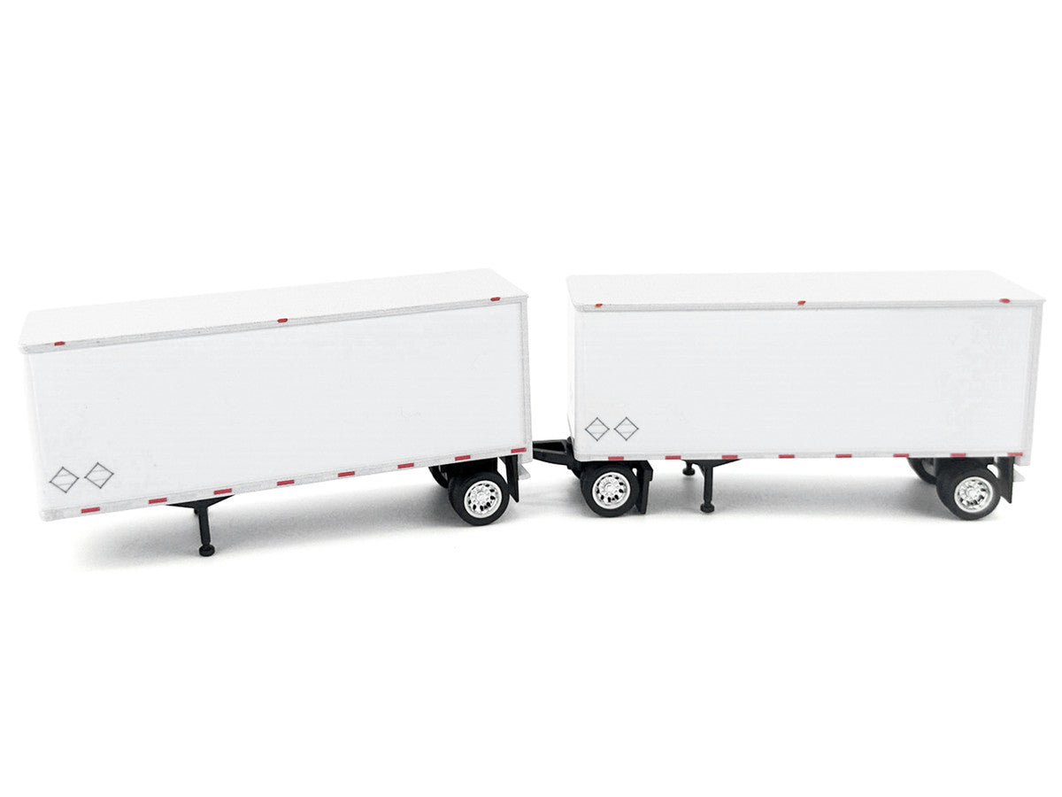 28' Dry Van Double Pup Trailers White Set of 2 pieces 1/87 (HO) Scale Plastic Model by HO Logistics LuxuryLifeWay Online Store