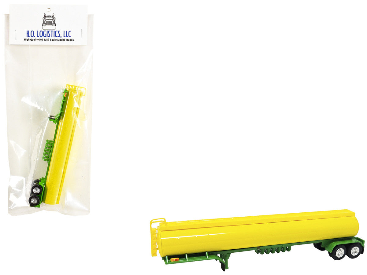 Tanker Trailer Yellow and Green 1/87 (HO) Scale Plastic Model by HO Logistics LuxuryLifeWay Online Store