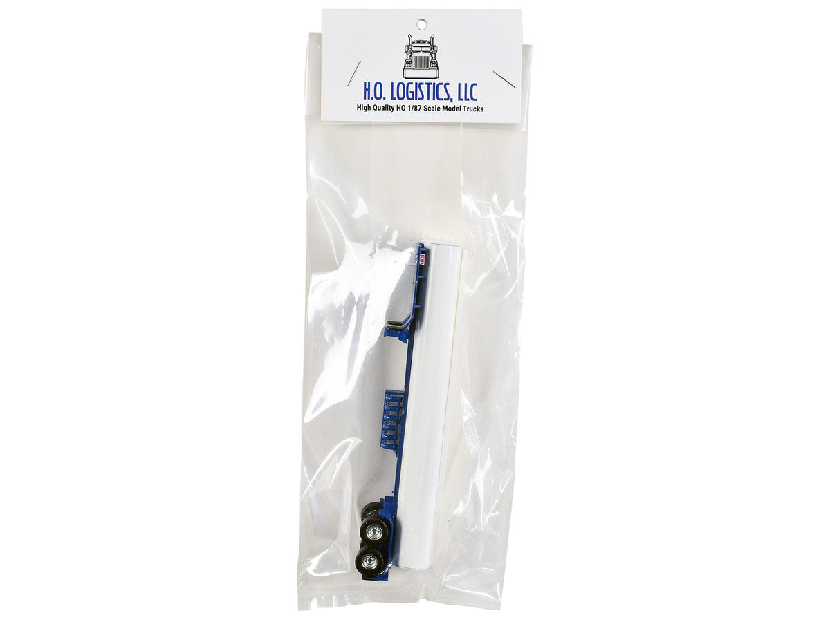 Tanker Trailer White and Blue 1/87 (HO) Scale Plastic Model by HO Logistics LuxuryLifeWay Online Store