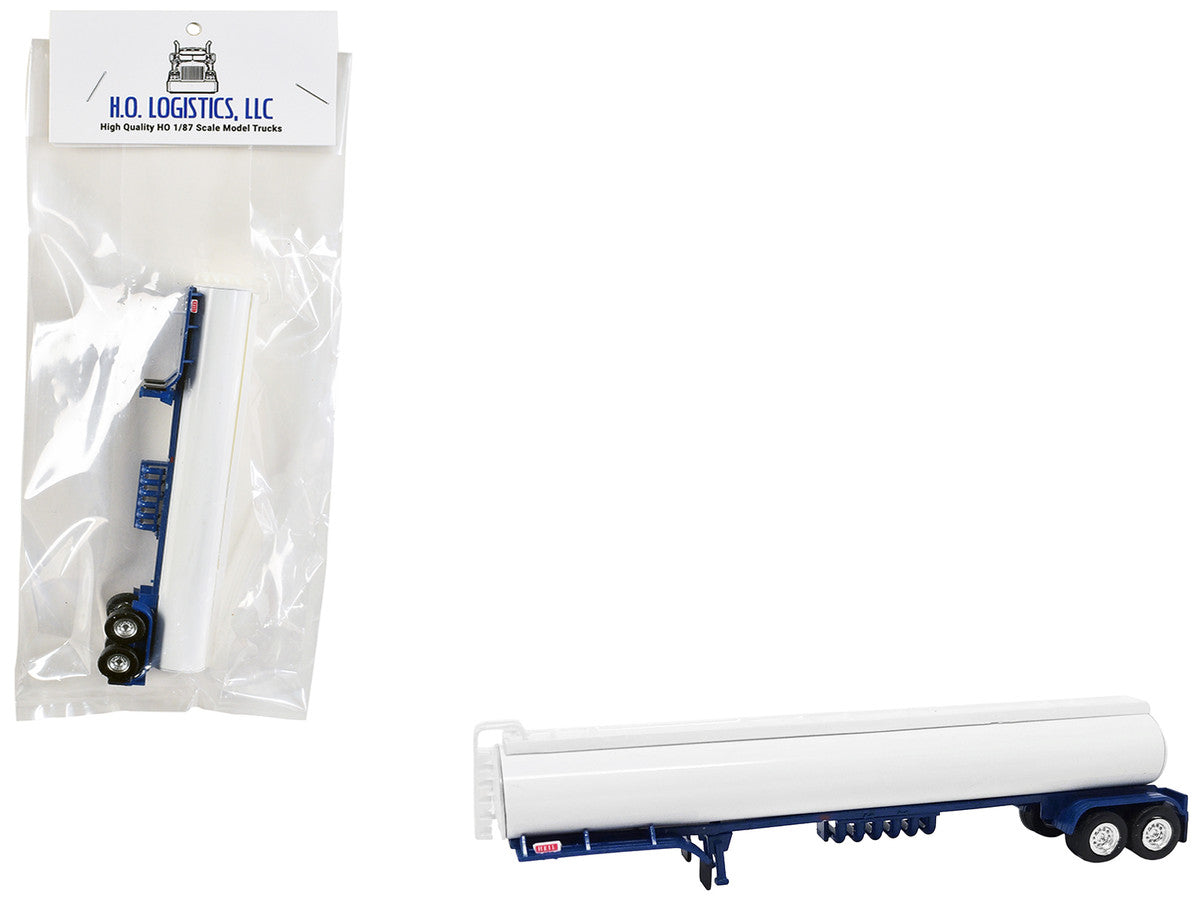 Tanker Trailer White and Blue 1/87 (HO) Scale Plastic Model by HO Logistics LuxuryLifeWay Online Store