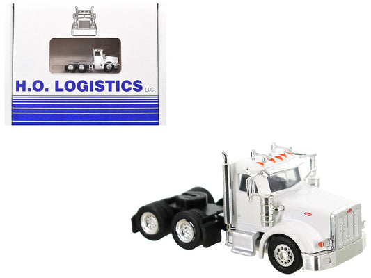 Peterbilt 367 Truck Tractor with Day Cab White and Articulated Tank Trailer "Cemex" White with Blue Stripes Combo Set 1/87 (HO) Plastic Model Car by HO Logistics LuxuryLifeWay Online Store