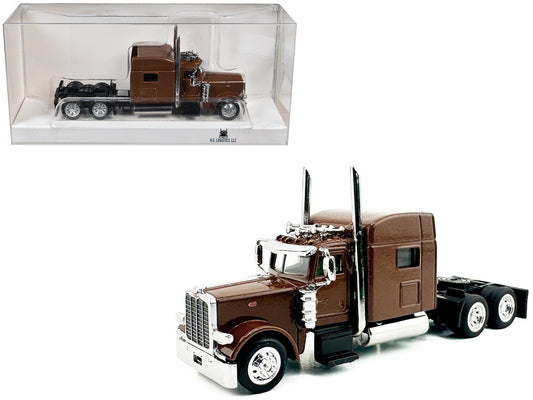 Peterbilt 389 Truck Tractor with Sleeper Cab Brown Metallic 1/87 (HO) Scale Plastic Model Car by HO Logistics LuxuryLifeWay Online Store