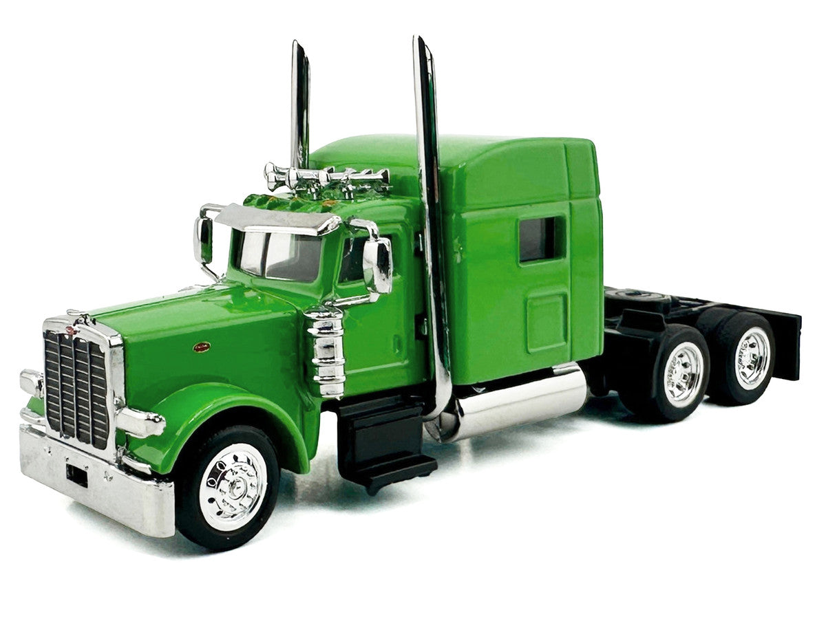 Peterbilt 389 Truck Tractor with Sleeper Cab Lime Green and Low Boy Flatbed Trailer Black Combo Set 1/87 (HO) Plastic Model Car by HO Logistics LuxuryLifeWay Online Store