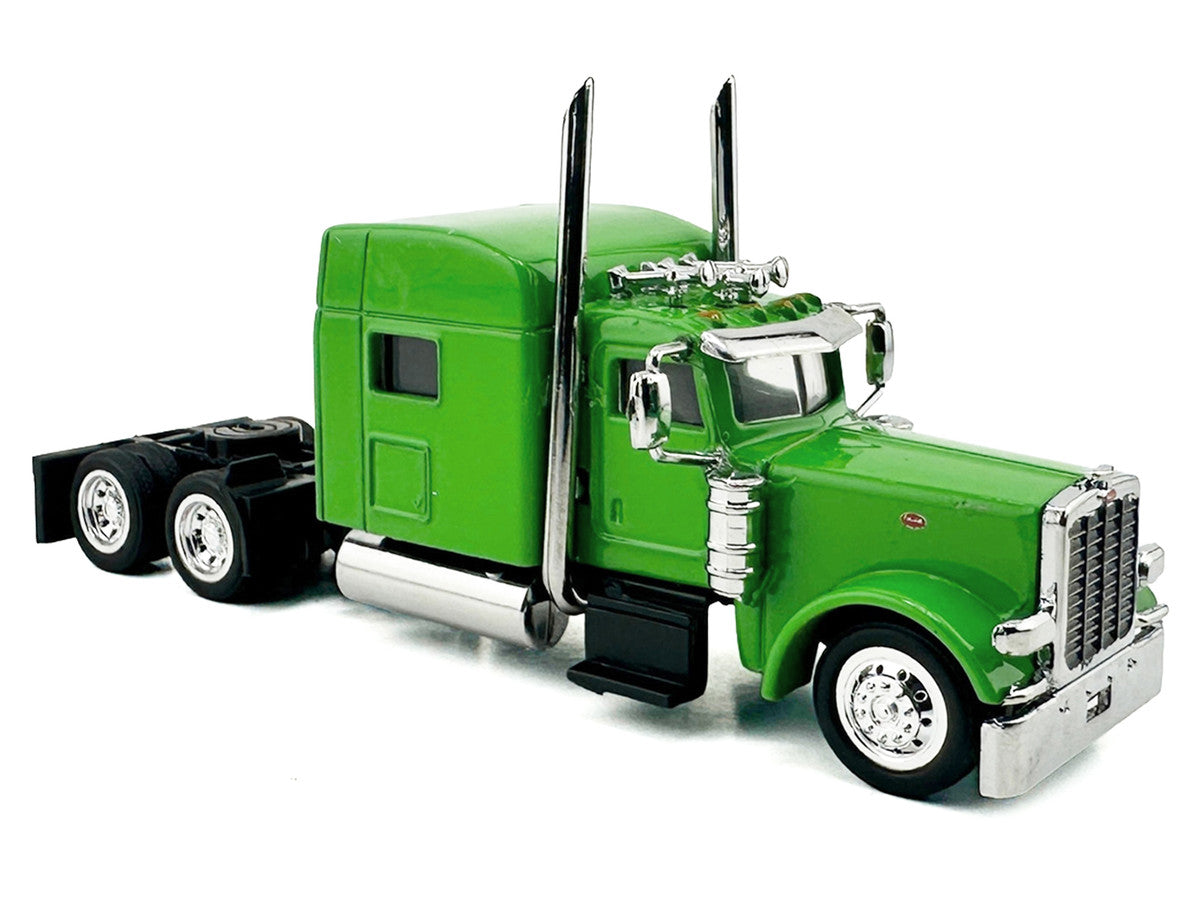 Peterbilt 389 Truck Tractor with Sleeper Cab Lime Green and Low Boy Flatbed Trailer Black Combo Set 1/87 (HO) Plastic Model Car by HO Logistics LuxuryLifeWay Online Store