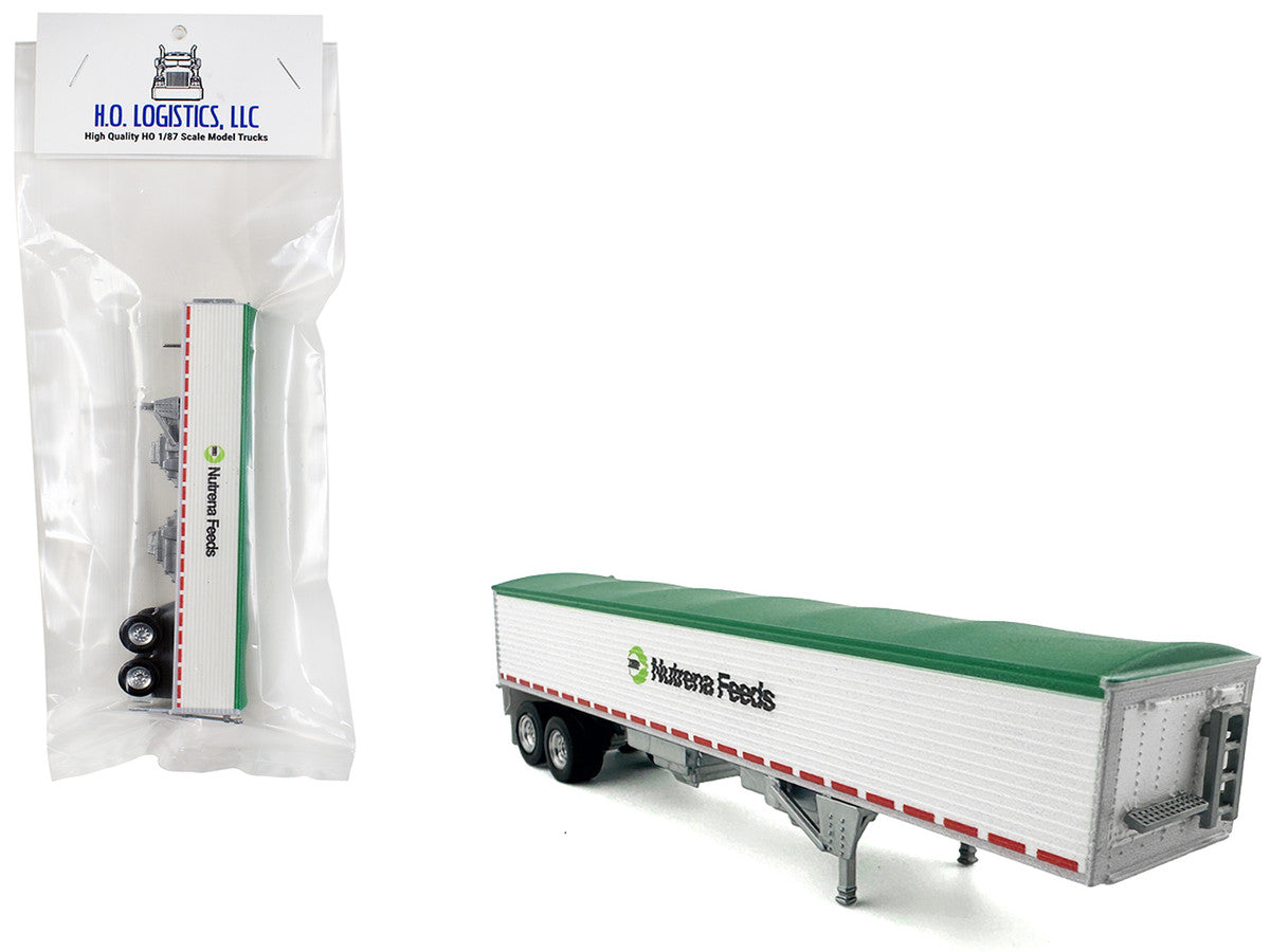 Covered Grain Trailer White with Green Tarp "Nutrena Feeds" 1/87 (HO) Plastic Model Car by HO Logistics LuxuryLifeWay Online Store