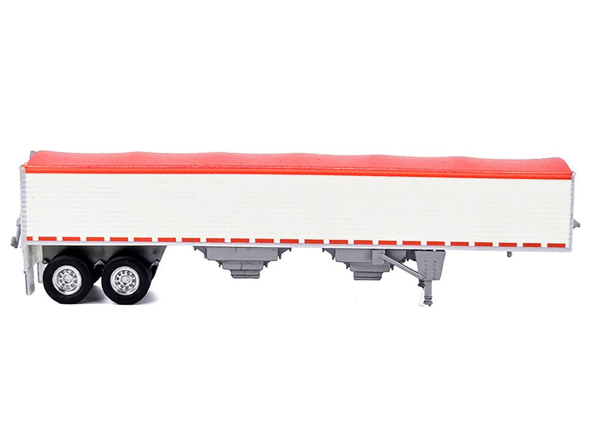 Covered Grain Trailer White with Red Tarp 1/87 (HO) Plastic Model Car by HO Logistics LuxuryLifeWay Online Store
