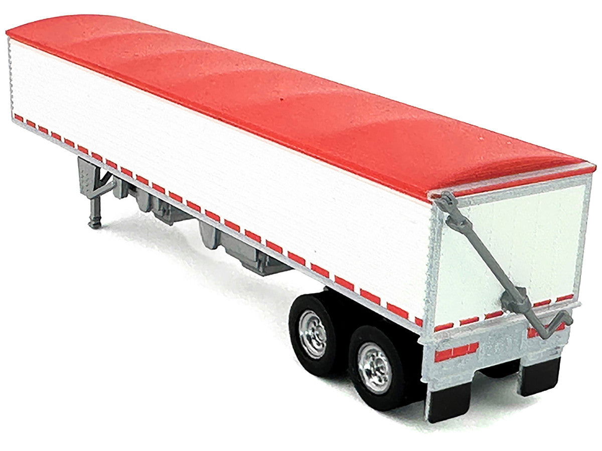 Covered Grain Trailer White with Red Tarp 1/87 (HO) Plastic Model Car by HO Logistics LuxuryLifeWay Online Store