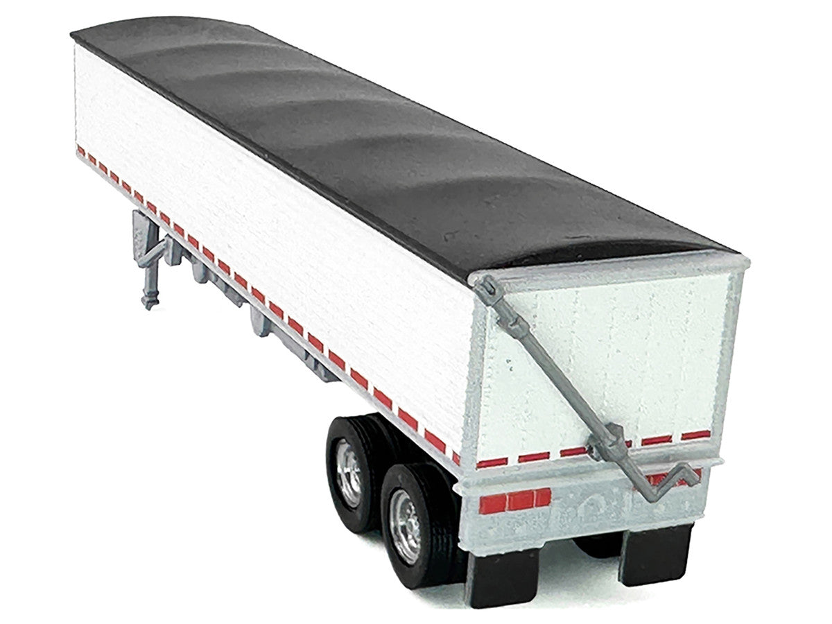 Covered Grain Trailer White with Black Tarp 1/87 (HO) Plastic Model Car by HO Logistics LuxuryLifeWay Online Store