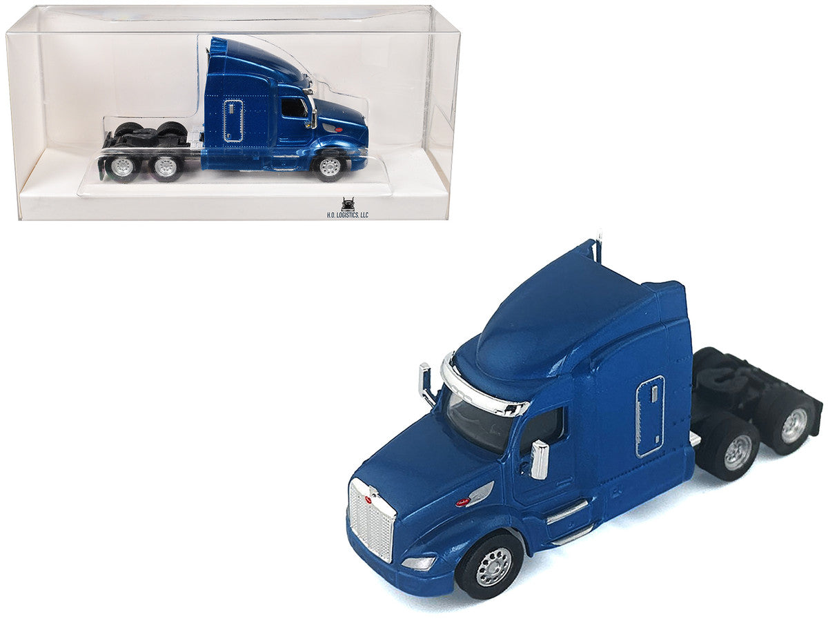 Peterbilt 579 Sleeper Cab Blue Metallic 1/87 (HO) Plastic Model Car by HO Logistics LuxuryLifeWay Online Store