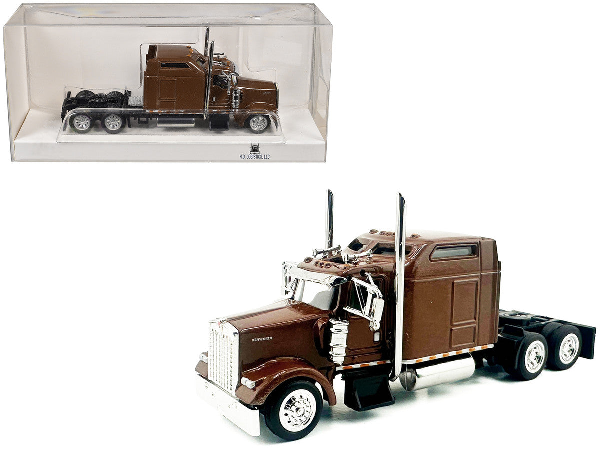 Kenworth W900L Truck Tractor with Sleeper Cab Brown Metallic 1/87 (HO) Scale Plastic Model Car by HO Logistics LuxuryLifeWay Online Store