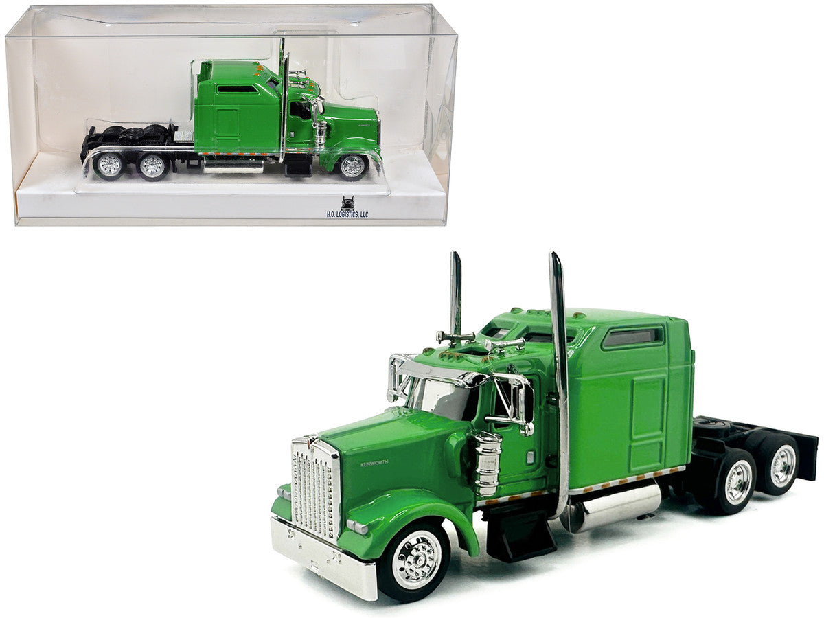 Kenworth W900L Truck Tractor with Sleeper Cab Lime Green 1/87 (HO) Scale Plastic Model Car by HO Logistics LuxuryLifeWay Online Store