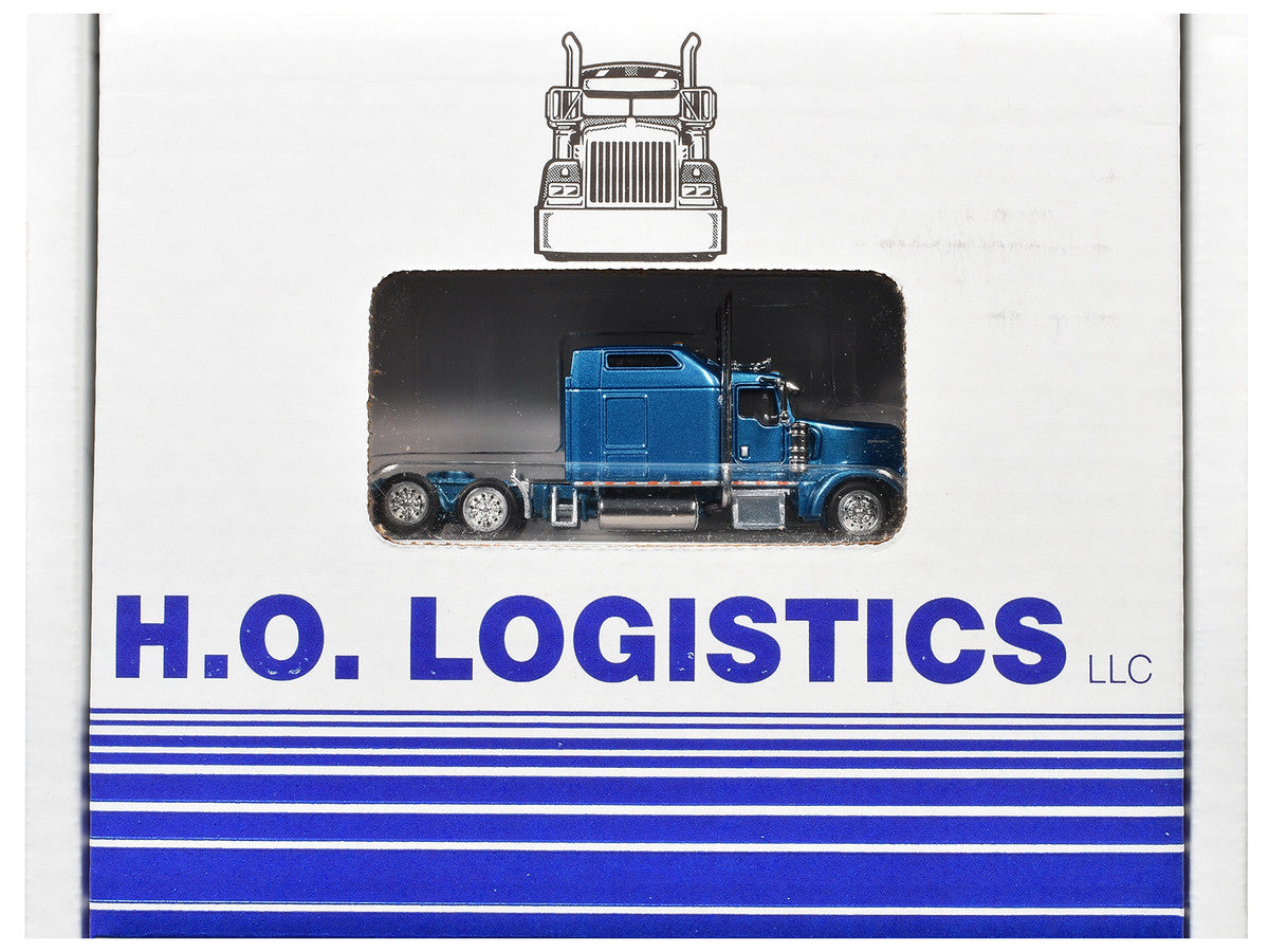 Kenworth W900L Truck Tractor with Sleeper Cab Blue Metallic and Pneumatic Tank Trailer Combo Set 1/87(HO) Plastic Model Car by HO Logistics LuxuryLifeWay Online Store