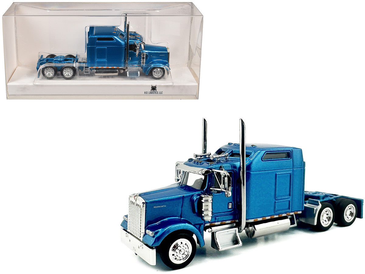 Kenworth W900L Truck Tractor with Sleeper Cab Blue Metallic 1/87 (HO) Scale Plastic Model Car by HO Logistics LuxuryLifeWay Online Store