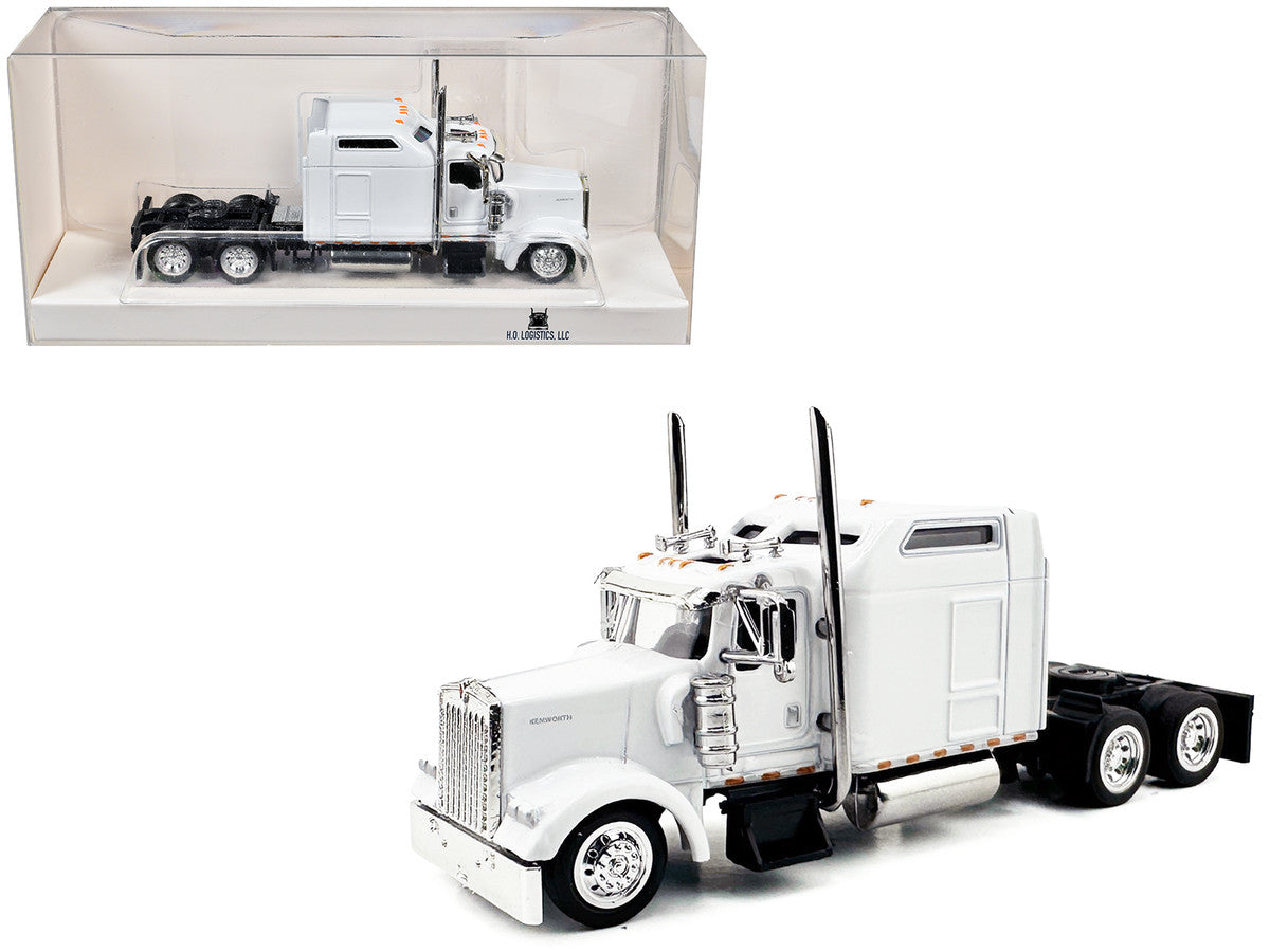 Kenworth W900L Truck Tractor with Sleeper Cab White 1/87 (HO) Scale Plastic Model Car by HO Logistics LuxuryLifeWay Online Store