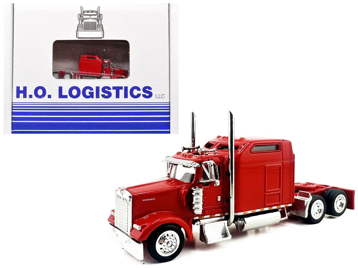 Kenworth W900L Truck Tractor with Sleeper Cab Red and Covered Grain Trailer White with Red Tarp Combo Set 1/87 (HO) Plastic Model Car by HO Logistics LuxuryLifeWay Online Store