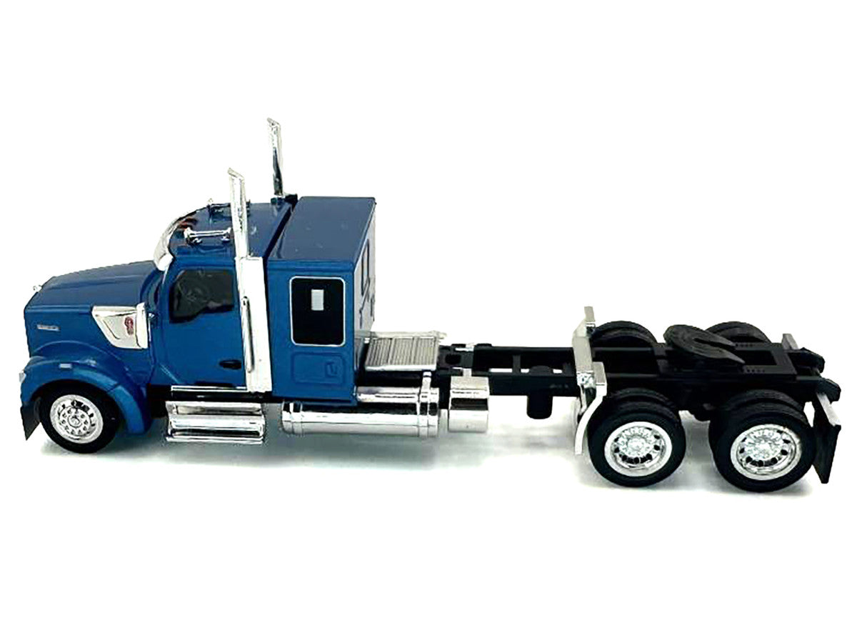 Kenworth W990 with Flat Top Sleeper Cab Blue Metallic 1/87 (HO) Plastic Model Car by HO Logistics LuxuryLifeWay Online Store